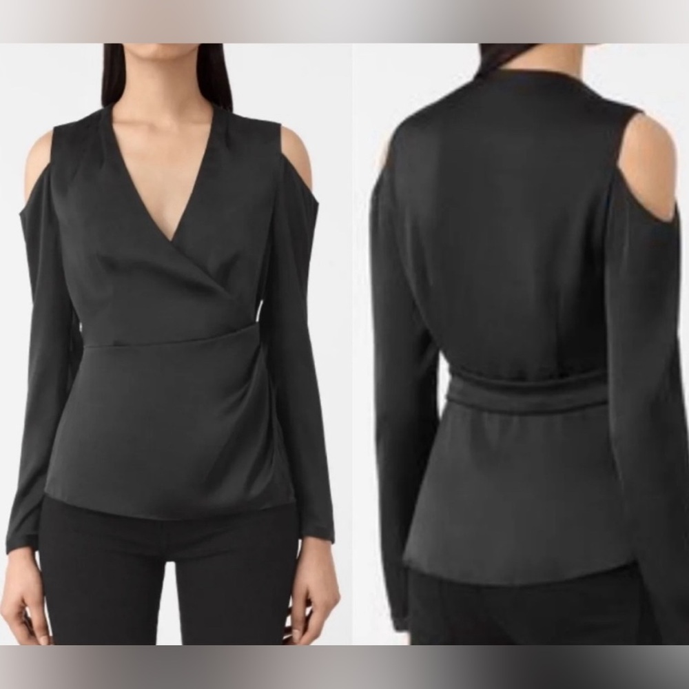 Allsaints Danio top, black satin, date night, sexy